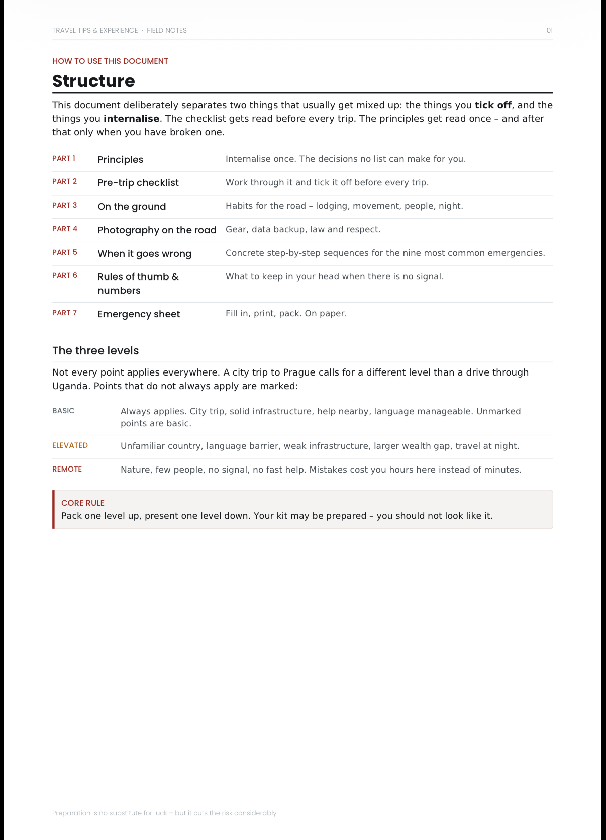 Travel Tips & Experience — Field Notes